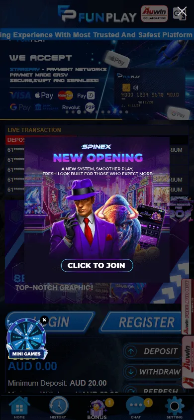 Funplay Casino home experience on mobile
